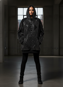 Sudadera con Capucha OEM con Logotipo de Diamantes de Imitación para Hombre, Tejido Grueso de 480 g/m², Personalizada, de Felpa Francesa, Lavado Ácido, Estilo Oversize, Urbana, ODM - Product Image 5