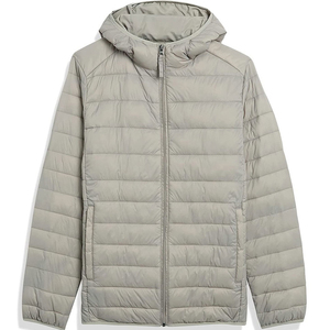 Men Light Gray Hooded Solid Color Polyester Filling Casual Winter Wear <b>Puffer</b> <b>Jacket</b> Available For Sale Now In Reasonable Price - Product Image 1