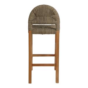 Tabouret de bar élégant en rotin tressé avec dossier incurvé et structure au fini naturel pour restaurant, café et bar à domicile - Product Image 4