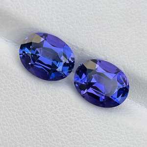 Par de Tanzanitas Naturales Certificadas, Corte Ovalado, Piedras Sueltas para Pendientes, Tanzanita Azul Púrpura de Alta Calidad - Product Image 4