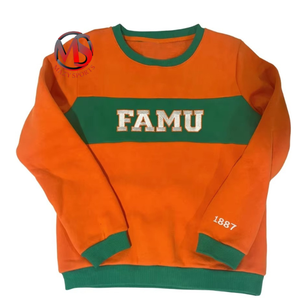 Sudadera FAMU Naranja Verde con Cuello Redondo, Logotipo 1887, 100% Algodón, Tejido de Felpa, 320gsm, Sudadera Informal para Hombre, Otoño Invierno - Product Image 3