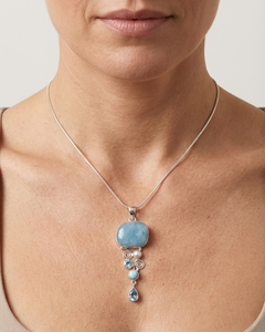 Pendentif en forme de goutte d'eau en pierre naturelle, 13,0 grammes, pour mariage et fiançailles, bijoux en argent de bonne qualité, unisexe, grand modèle - Product Image 3