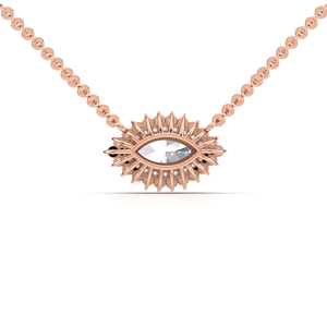 จี้เพชรทรงมาร์คีส์คัทแบบดับเบิ้ลฮาโล่ ทำจากทอง 9K สีเหลือง ขาว และโรสโกลด์ - Product Image 3