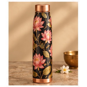 Botella de Agua de Cobre con Patrón Mediterráneo, Portátil para Viajes - Product Image 4