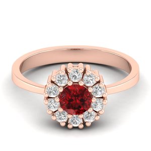 Bague en or massif 14 carats REYES faite à la main avec diamant certifié IGI pour femme, prix de gros, coupe ronde, pierre précieuse grenat 0,5 carat - Product Image 1
