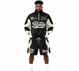 Conjunto Deportivo Ready To Win Industries Unisex Negro Crema Poliéster Deportivo con Cierre de Cremallera y Pantalones Cortos Transpirables para Primavera Adulto - Product Image 6