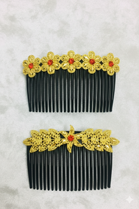 Peigne à cheveux MOLL JEWELLERS vintage plaqué or, fait main, écologique, imperméable, élégant, mini animaux, fleurs scintillantes, 15 cm - Product Image 4