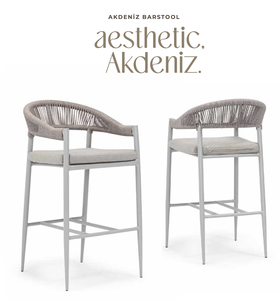 Silla de Bar Moderna para Exteriores, de Aluminio, con Asiento Acolchado de Cuerda Tejida, para Comedor, Hotel, Patio, Restaurante - Product Image 1