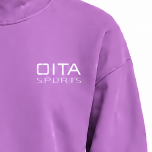 Sweat-shirt pour femme violet orchidée à col montant, manches longues, coupe ample, en polaire, style décontracté, streetwear, pull d'hiver tendance - Product Image 5