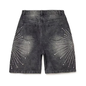 High Quality Solid Denim <b>Shorts</b> Men's Casual Summer Workout 100% Cotton Eco-Friendly Breathable Quick Dry Drawstring Closure - Product Image 5