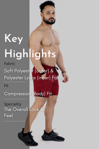Wholesale <b>Mens</b> Custom 2 in 1 Sports <b>Shorts</b> Double Layer Premium Running Gym <b>Shorts</b> With <b>Compression</b> Inner Liner Quick Dry Fabric - Product Image 6