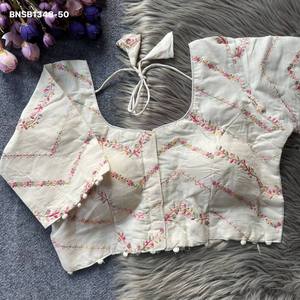 Magnifique collection de blouses prêtes-à-porter en coton cambric brodé de fils et de paillettes, rembourrées, fournisseur de Surat - Product Image 6