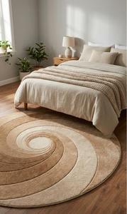 Luxury Modern Spiral Hand Tufted Wool Anti-Slip Medium Pile Area Rug Soft Abstract <b>Carpet</b> Cotton Canvas Backing Living Room - Product Image 3