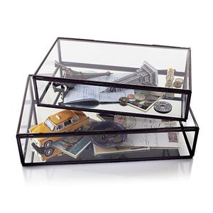 Boîte à bijoux en métal et verre pour accessoires de beauté et personnels, boîtes à bijoux en verre personnalisées - Product Image 1