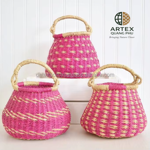 Cesta Bolga de Pasto Marino Natural al por Mayor, Cesta de Almacenamiento Duradera Hecha a Mano en Vietnam ARTEX QUANG PHU - Product Image 1