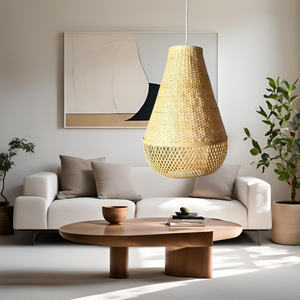 Lámpara Colgante Cónica de Bambú para Decoración de Techo, Lámpara Tejida Natural - Product Image 3