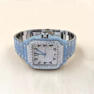 Customizable Luxury Men's Hip-Hop Stainless Steel Band Square <b>Case</b> 41mm Dial Moissanite Diamond Quartz Movement SEIKO 10 <b>Watch</b> - Product Image 1
