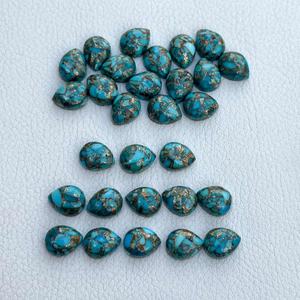 Turquesa Azul Natural de Cobre de 9x11 mm, Cabujón de Pera Liso, Gemas Sueltas Pulimentadas al por Mayor de un Fabricante Verificado - Product Image 2