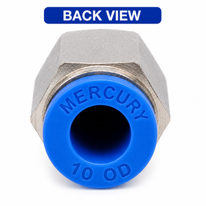Raccord pneumatique Mercury, connecteur mâle, diamètre extérieur 10 mm, corps en plastique bleu et métal - Product Image 1