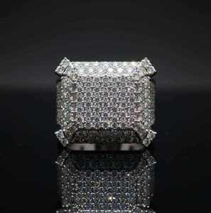 <b>Men</b>’s Luxury 925 Sterling <b>Silver</b> 10K 14K Gold Finish Diamond Hip Hop Iced Out Square <b>Ring</b> Statement <b>Ring</b> for Party Street Style - Product Image 2