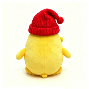 Peluche de limón personalizado con gorro de punto rojo, peluche de limón con gorro de pompón, almohada suave de limón, peluche de limón amarillo. - Product Image 4