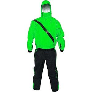Men's Green <b>Waterproof</b> Breathable Rainwear Suit with Hood and Black Trim for Workwear Use - Product Image 1