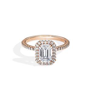 Women's Emerald Cut Diamond Engagement Ring 14k Gold plated Prong Setting floral Geometric Style - Product Image 1