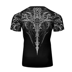 เสื้อกีฬาผู้ชายแบบรัดรูปลายสัตว์ถักทอทรงพอดีตัวแขนสั้นสำหรับออกกำลังกายวิ่งฟิตเนสแห้งเร็ว - Product Image 3