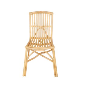 Chaise de salle à manger en rotin à lattes verticales sans accoudoirs, minimaliste, faite à la main, pour appartement contemporain - Product Image 2
