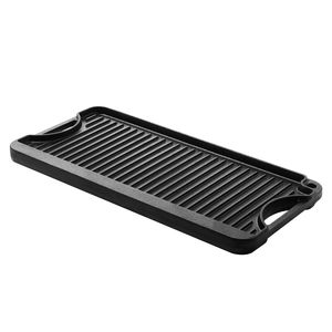 Piastra/Griglia in Ghisa Reversibile 20x10 Pollici, Pretrattata, Portatile, Rettangolare, per Uso Familiare e BBQ, Diametro 28cm - Product Image 1