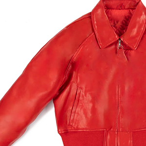 Custom Heated <b>Red</b> Women Leather Jacket Winter Stand Collar Sorority Style Wholesale Supplier Manufacturers Distributors Fashion - Product Image 5