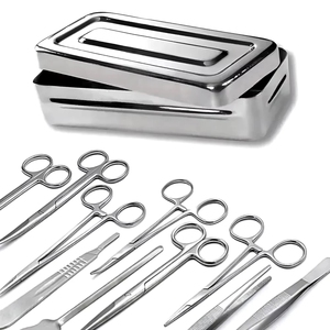 Ensemble d'instruments de chirurgie mineure manuels de qualité supérieure, 13 pièces, en acier inoxydable, kit de dissection chirurgical général avec étui de transport - Product Image 1