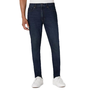 Pantalones vaqueros ajustados de mezclilla elástica con parches de rejilla estilo casual, corte regular, talla grande, lavados - Product Image 1