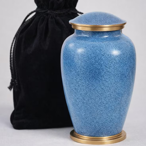 Blue Metal Cremation Urn Adult <b>Ashes</b> Memorial <b>Keepsake</b> Crematory Urn Decorative Commemoration Container - Product Image 1
