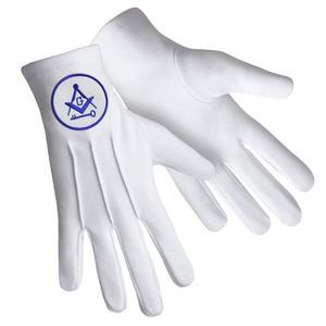 Gants en coton blanc brodés maçonniques réutilisables, très demandés, pour usage quotidien - Product Image 1