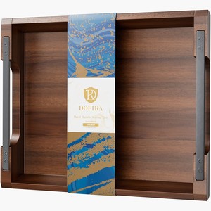 Plateau de service en mosaïque de bois recyclé artisanal, vente en gros |   Moradabad - Product Image 4