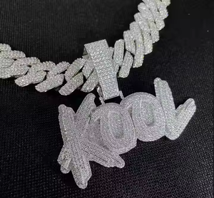 Cadena de tenis de plata 925 personalizada estilo hip-hop con diamantes de moissanita VVS y colgantes de letras con nombre en esmalte de colores para fiesta - Product Image 5