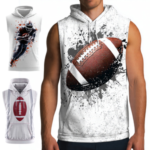 Haut de football sans manches à capuche pour homme, idéal pour l'entraînement sportif, personnalisable par sublimation - Product Image 1
