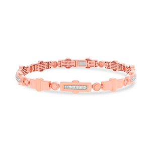Pulsera de Cadena con Eslabones y Barras Geométricas con Diamantes - Product Image 1