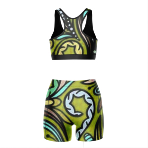 Ensemble de sport pour femme, ensemble de yoga, haut court dos nageur à encolure dégagée, short taille mi-haute, respirant, en Spandex/Nylon, couleur unie, grande taille - Product Image 2