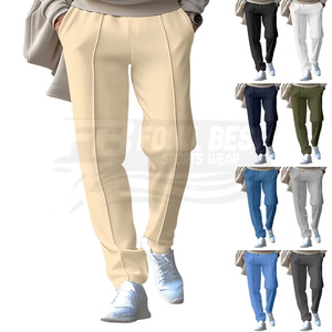 กางเกงวอร์มขายาวทรงตรงผ้าฝ้าย 100% น้ำหนักปานกลาง สีอ่อน เอวยางยืด สำหรับผู้ชาย บริการ OEM รับออกแบบตามสั่ง - Product Image 4