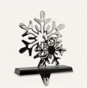 Snowflake Christmas Stocking Hanger For Mantle Chrome Finished 3D Metal <b>Weighted</b> Stocking Hook <b>Stand</b> For Festive Fireplace Decor - Product Image 5