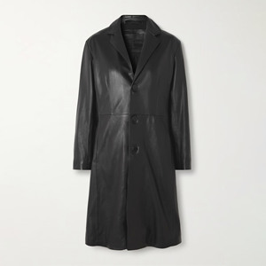 Customized Genuine Leather Long Trench Coat Men Winter Windproof Notched Collar Full Sleeve Motorcycle <b>Jacket</b> Black Solid Color - Product Image 6