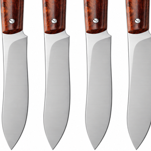 Cuchillos para carne de acero inoxidable de primera calidad con mangos de madera, hojas afiladas de filo recto para cortar carne, para restaurantes, comedores y el hogar. - Product Image 2