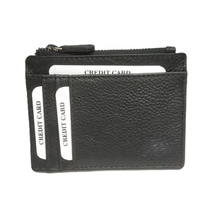 Tarjetero de Cuero Genuino para Tarjetas de Crédito, Débito, Identificación, Documentos, Tarjetas de Metro y Autobús, con Bolsillo para Monedas con Cierre y Protección RFID, Personalizable con Logotipo, Estilo Indio - Product Image 1