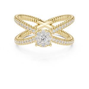 Anillo de Uso Diario de Oro Amarillo de 14K con Diamante Cultivado en Laboratorio para Mujer |   Diamante Cultivado Nuevo - Product Image 1