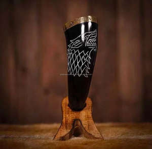 Fabriqué à la main véritable corne de boeuf corne à boire style viking médiéval de qualité alimentaire poli brillant naturel écologique gravé chaud froid - Product Image 3