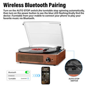   Tourne-disque vinyle sans fil avec haut-parleurs, lecteur de disques vinyles, support USB, carte TF, MP3 - Product Image 3