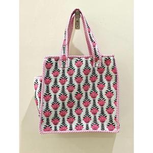 Bolso Tote Pequeño Acolchado de Algodón, Bolso de Mano Mini Hecho a Mano para Mujer, Bolso de Compras Estilo Boho Indio, Bolso Casual para Uso Diario - Product Image 4