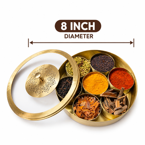 Boîte à épices en laiton avec 7 compartiments et couvercle décoratif pour le rangement des herbes aromatiques dans la cuisine, pour la maison, l'hôtel, le restaurant, ustensiles de cuisine - Product Image 4